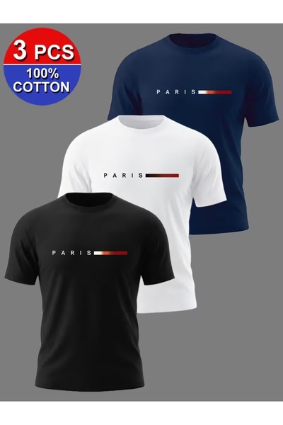 PAVRO Unisex Oversize Fit Multiple Tshrits Thick Paris Printed Tshirt