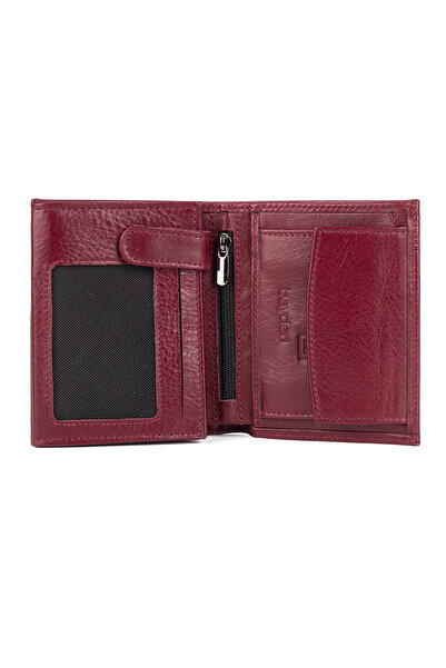 BAYDERİ Denis Genuine Leather Men's Wallet Claret Red