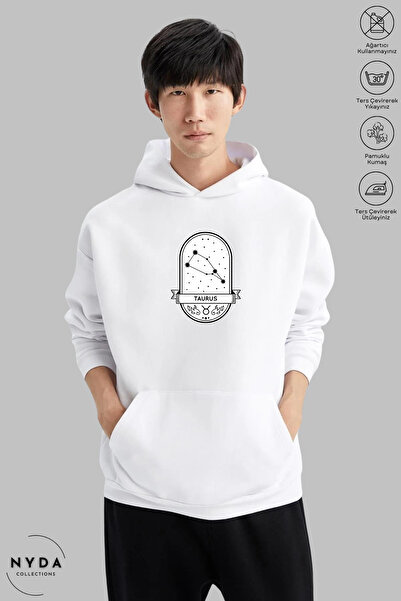 Nyda Collections Unisex Hoodie Long Sleeve Taurus Bull Printed Hooded Oversiz...