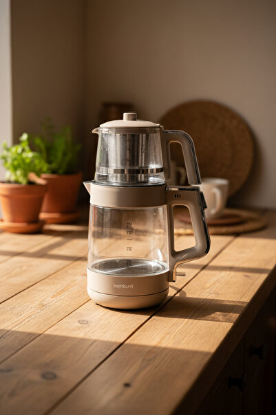 Bambum Sapphire Glass Chamber Tea Maker Beige