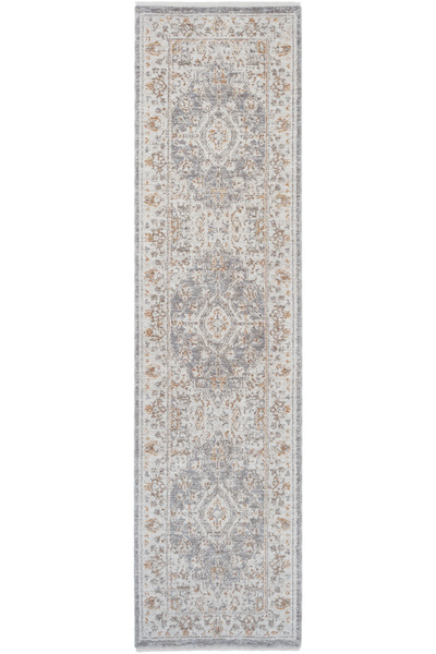 Cool Halı Belina Krem Gri Etnik Vintage Klasik Makine Dokuma Uzun Koridor Hol...