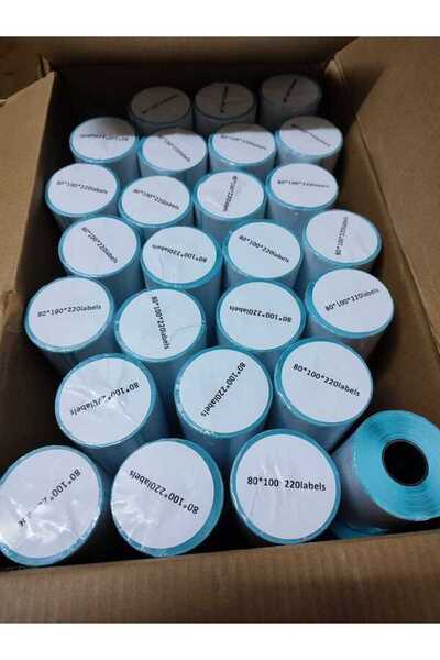 TOPTANTEK barkod etiket sticker 80x100 mm Lamine termal etiket 1 rulo 220 tam adet etiket
