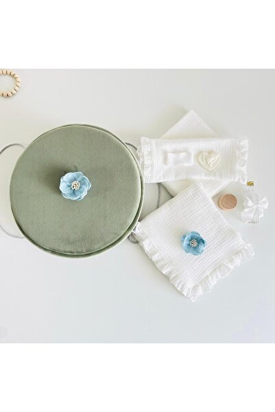 Anya-Events Βαπτιστικό κοστούμι μουσλίνας + Κουτί κοστουμιού από βελούδο σε π...