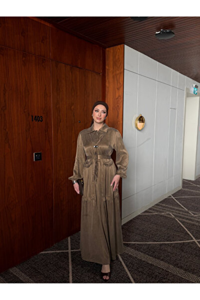 GK Silk Cupra Dress with Buckle Detail