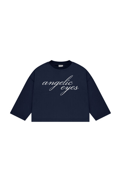 lethestudios Angelic Eyes Baskılı Uzun Kollu Basic T-Shirt