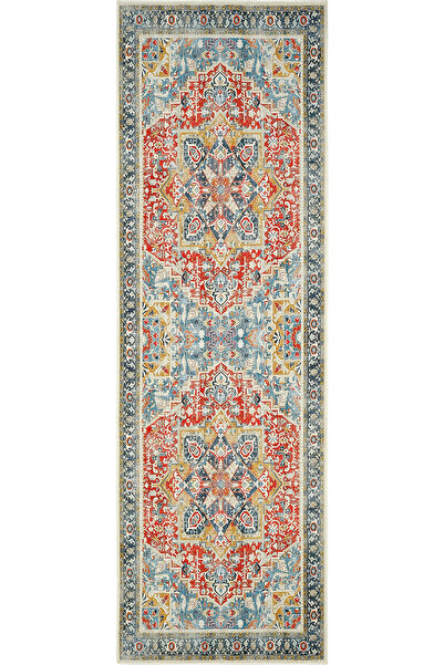 Cool Halı Beylerbeyi Mavi Yolluk İnce Yazlık Makinede Yıkanabilir Giriş Halıs...