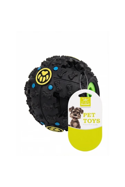 FOXMAG24 Nunbell Dog Ball with Reward Dispenser, 9.5 cm, Durable Rubber, Black