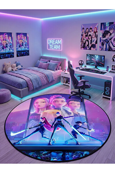 RUGRUMBA Non-Slip Base K-Pop Demon Hunters Themed Machine Washable Gamer Teen...