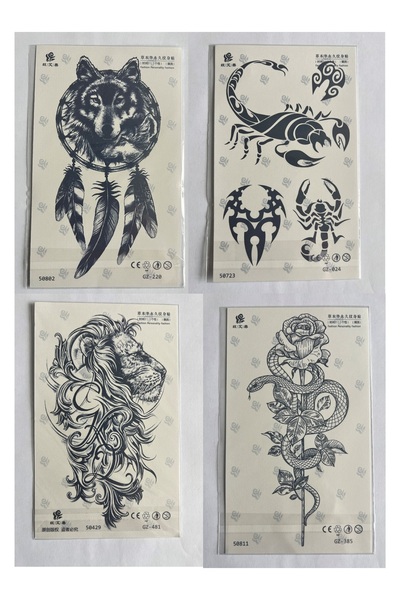 Airbrush Tattoo Kurt Akrep 4 Adet Birden 1 Ay Kalıcı Yarı Kalıcı Geçici Dövme...