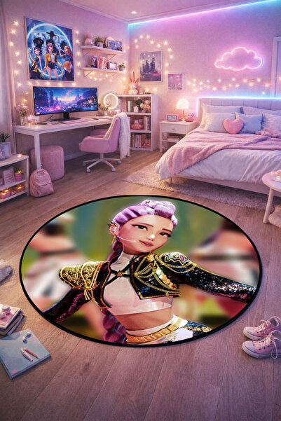 RUGRUMBA Covor pentru cameră pentru adolescenți, cu tematică K-Pop Demon Hunt...