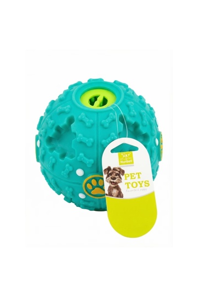 FOXMAG24 Nunbell dog ball with reward dispenser, 9.5 cm, durable rubber, Blue