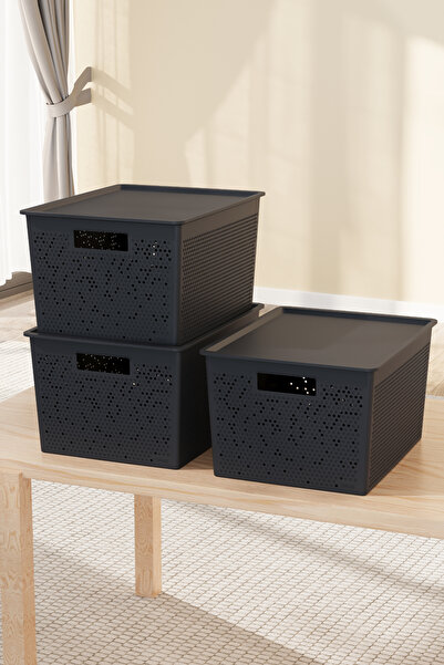hemlife Storage Box Multi-Purpose Organizer 3-Piece Mega Size Stackable with Lid