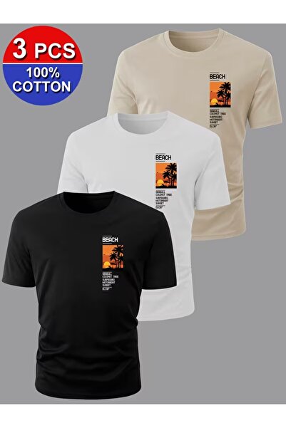 PAVRO Unisex Oversize Molded Multi-Tshrit Beacsh Printed Tshirt