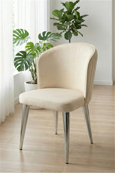 SANDERYA Flow Serisi Krem 1 Adet Modern Yemek Masası Sandalyesi | Mutfak & Sa...