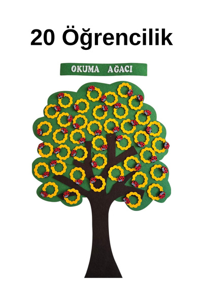 Keçebahçesi Kayseri Okuma Ağacı 20-30-40 Öğrencilik Keçe Çerçeveli Sınıf Pano...