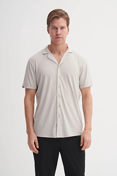 Cazador Regular Fit Knitted Light Gray Men's Shirt 20410