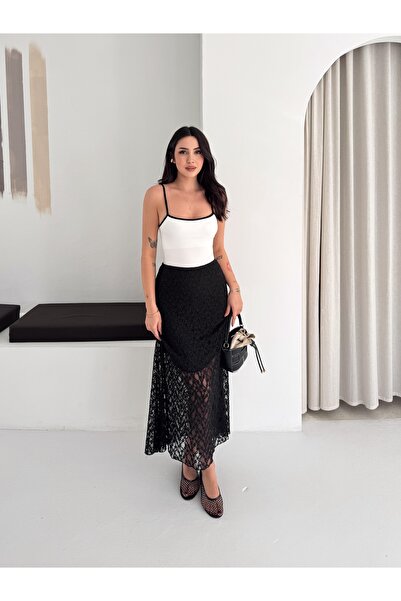 TLG GİYİM Lace Detailed Lined Skirt