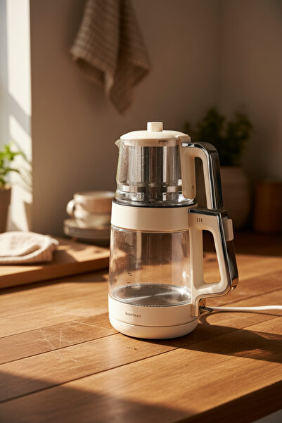 Bambum Sapphire Glass Chamber Tea Maker Cream