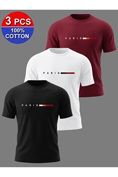 PAVRO Unisex Oversize Fit Multiple Tshrits Thick Paris Printed Tshirt