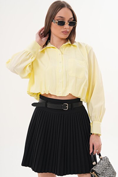 ŞİMAL Cămașă de damă cu buzunar unic și elastic la bază, cu detalii 260263