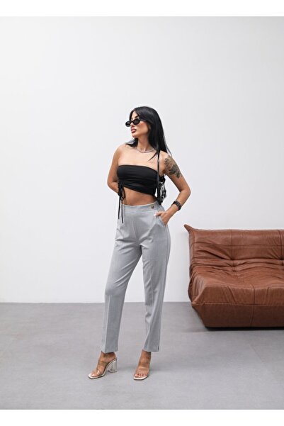 Wear Up Decorative Buttoned Back Waist Elastic Trousers
