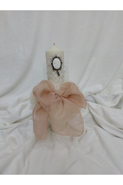 Handmade Baby girl baptism candle, natural wax