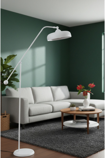 avizade ATRİA Beyaz Endüstriyel Lambader - Metal Köşe Lambası - Ayarlanabilir...