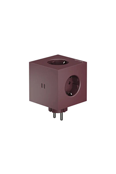 AVOLT Cubic extension cord, x Bauhaus-Archiv, Square 2, 3 outlets, burgundy 2...