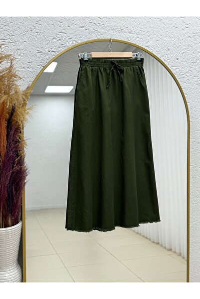 MİHRA STORE Feyona Six-Tassel Gabardine Skirt-Ma4281 Green
