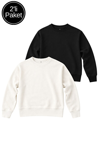 Rich Women's Black-White 2-Pack Interlock Oversize Sweatshirt