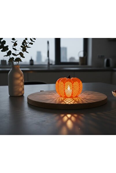 EAE DESİGN STUDİO Led Mumlu 3D Baskı Kafes Balkabağı Lamba (10*10 cm)