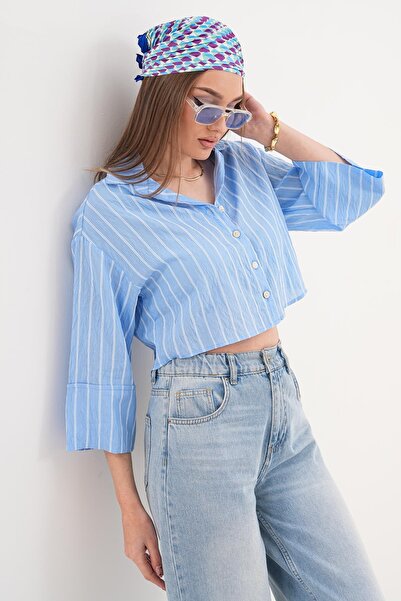 ŞİMAL Cămașă scurtă cu model în dungi pentru femei 260188