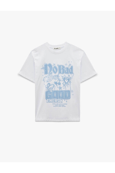 Koton Tricou oversize cu mânecă scurtă, cu decolteu, din bumbac