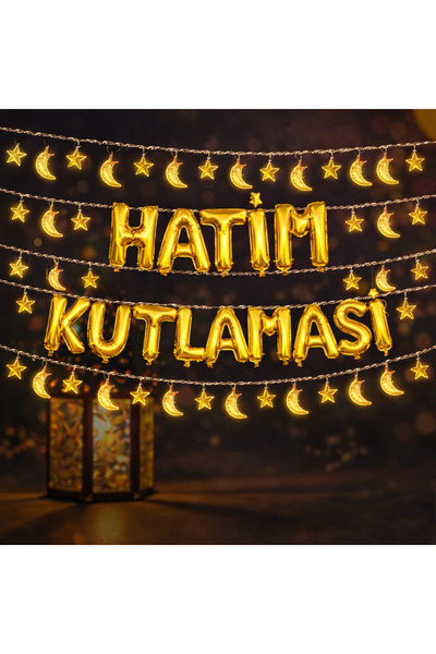 tedaks Hatim Ceremony Themed Hatim Celebration Foil Balloon Moon Star Led Dec...