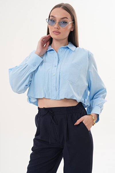 ŞİMAL Cămașă de damă cu buzunar unic și elastic la bază, cu detalii 260263