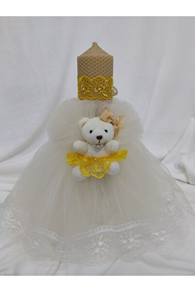 Handmade LUMANARE BOTEZ FETITA TULLE SI URSULET