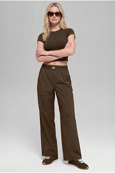 HepsitrentStore Brown Regular Trousers with Elastic Waist