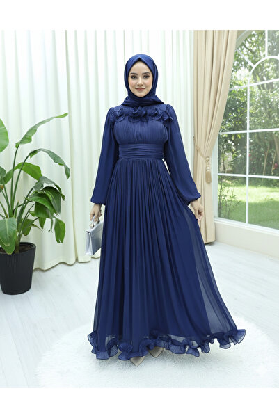 bellura Beli Drapeli Kolu Lastikli Göğsü Ve Eteği Fırfır Detaylı Abiye