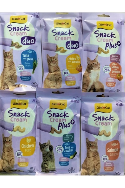 Gimcat SNACK CREAM 6 LI 6 PAKET KARIŞIK KEDİ ÖDÜLÜ GÜLMİRZA PETMARKET