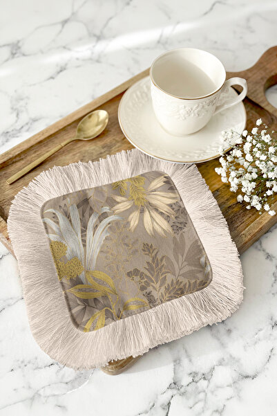 Evimde Bambaşka Șervețel de prezentare cu franjuri, de culoare aurie, de lux ...