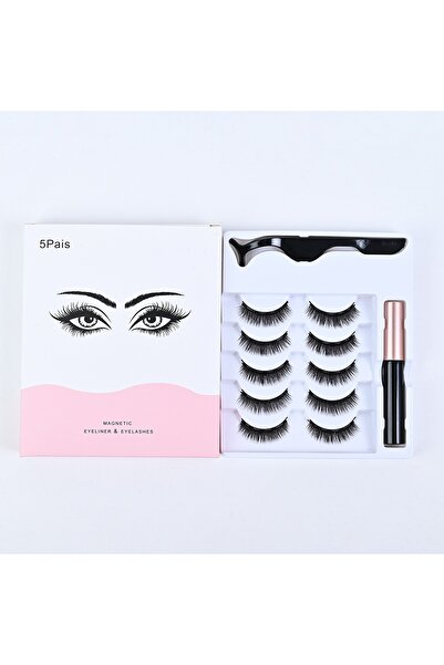 gaman Manyetik Kirpik Mıknatıslı Kirpik Gerçek Görünümlü 5 Çift Eyeliner Cımb...