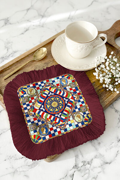 Evimde Bambaşka Șervețel elegant cu mozaic, cu franjuri, în stil clasic vinta...