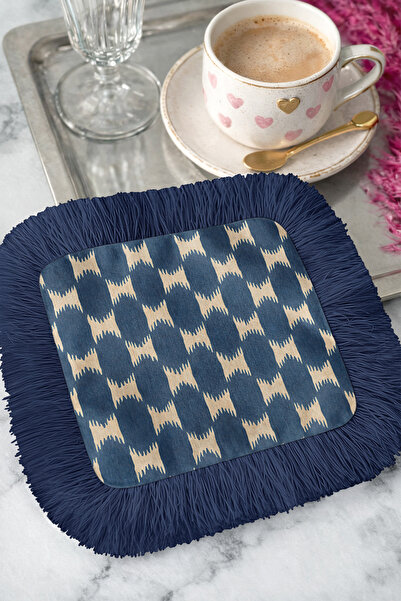 Evimde Bambaşka Șervețel de prezentare cu motiv Ikat și franjuri, maro - Șerv...