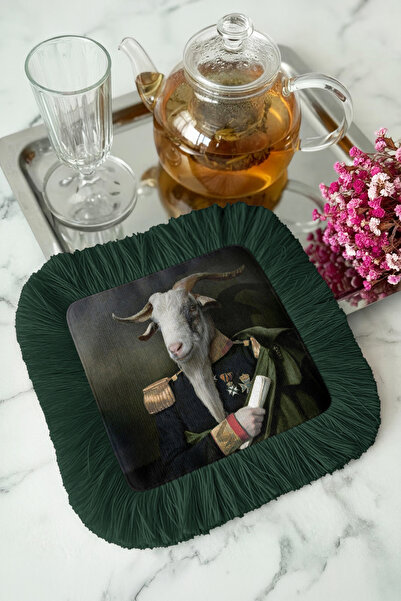 Evimde Bambaşka Πετσέτα παρουσίασης με φούντες με πορτρέτο ευγενούσας κατσίκα...