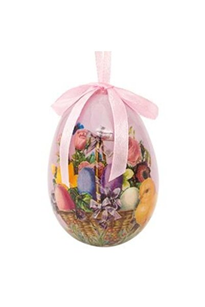 OEM Decorative Easter Egg Painted Colorful Eggs in Basket 7.5 cm 3PCS