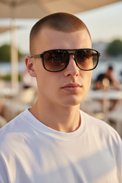 De Valentini Bridged Model Bone Men's Sunglasses