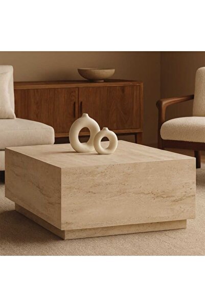 Just Home Laura Orta Sehpa - Traverten - 35x90x90 cm