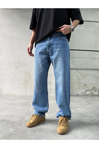 DIFRANSEL JEANS Men's Baggy Fit Blue Washed Jeans