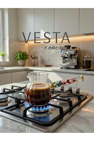 VESTA Concept Heat Resistant Borosilicate Glass Coffee Pot - Special Flower H...