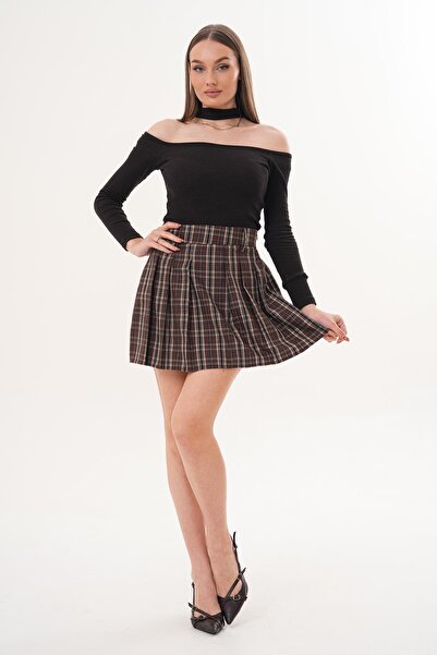 ŞİMAL Women's Plaid Shorts Skirt 260306 -
